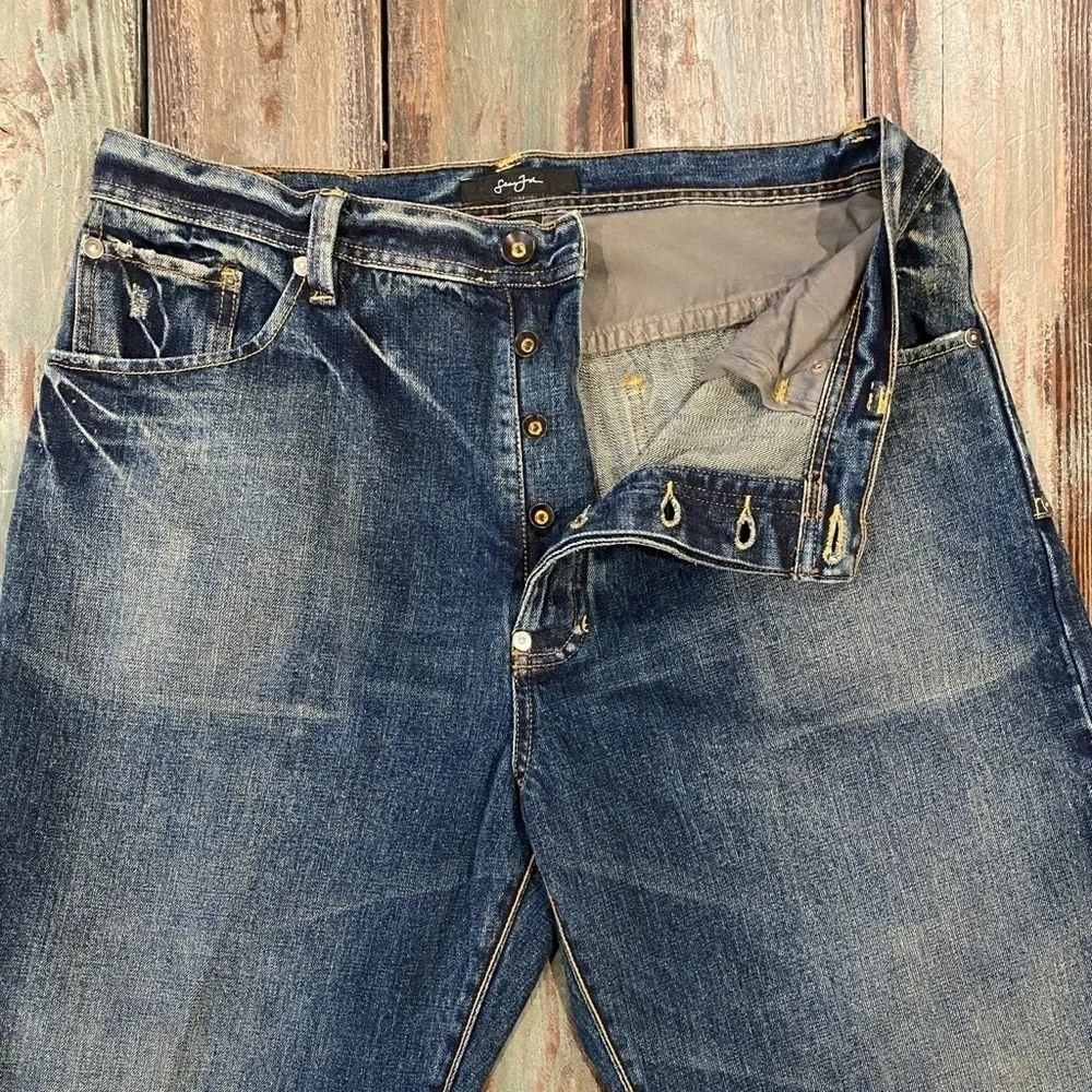 Sean John 36x32 VINTAGE Baggy Jeans Y2K Men’s Button Fly Logo Distressed